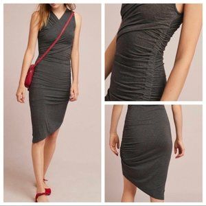 Anthropologie Charcoal Gray Ruched Dress